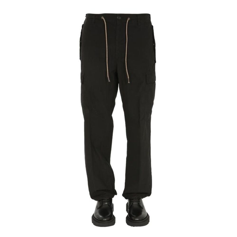 ASPESI Men's Relaxed Fit Cargo Pants with Drawstring Waist Men BLACK